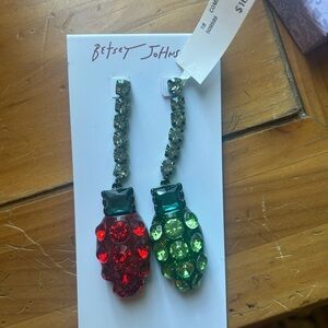 Betsey Johnson Sparkling Red and Green Earrings